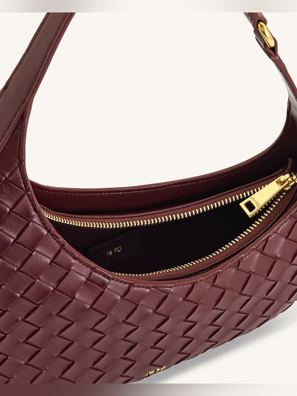 NWOT JW PEI Woven Crescent Shoulder Bag - Deep Burgundy - Picture 3 of 7